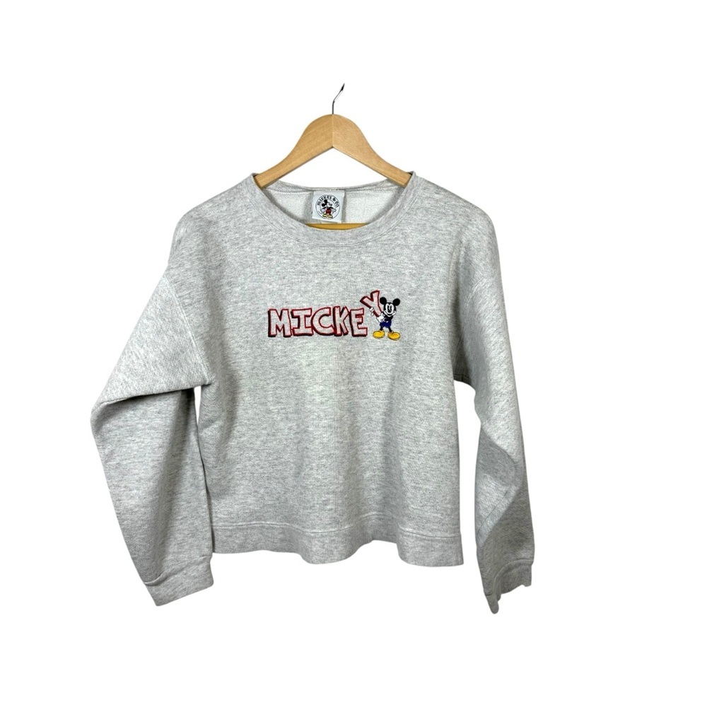 Vintage Mickey & Co Mickey Mouse Crewneck Sweatshirt Boxy Cropped Gray Small